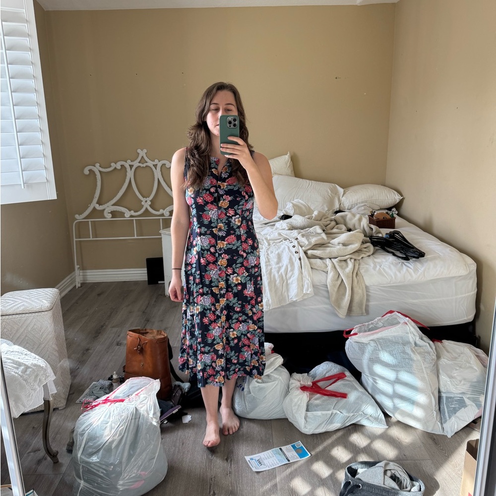 90’s Floral Sleeveless Midi Dress